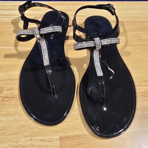 Elegant Black Sandals with Rhinestone Accents